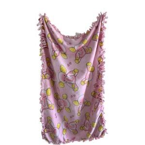 Baby Blanket Pink Elephant Polkadot Fringed Super Soft Unbranded